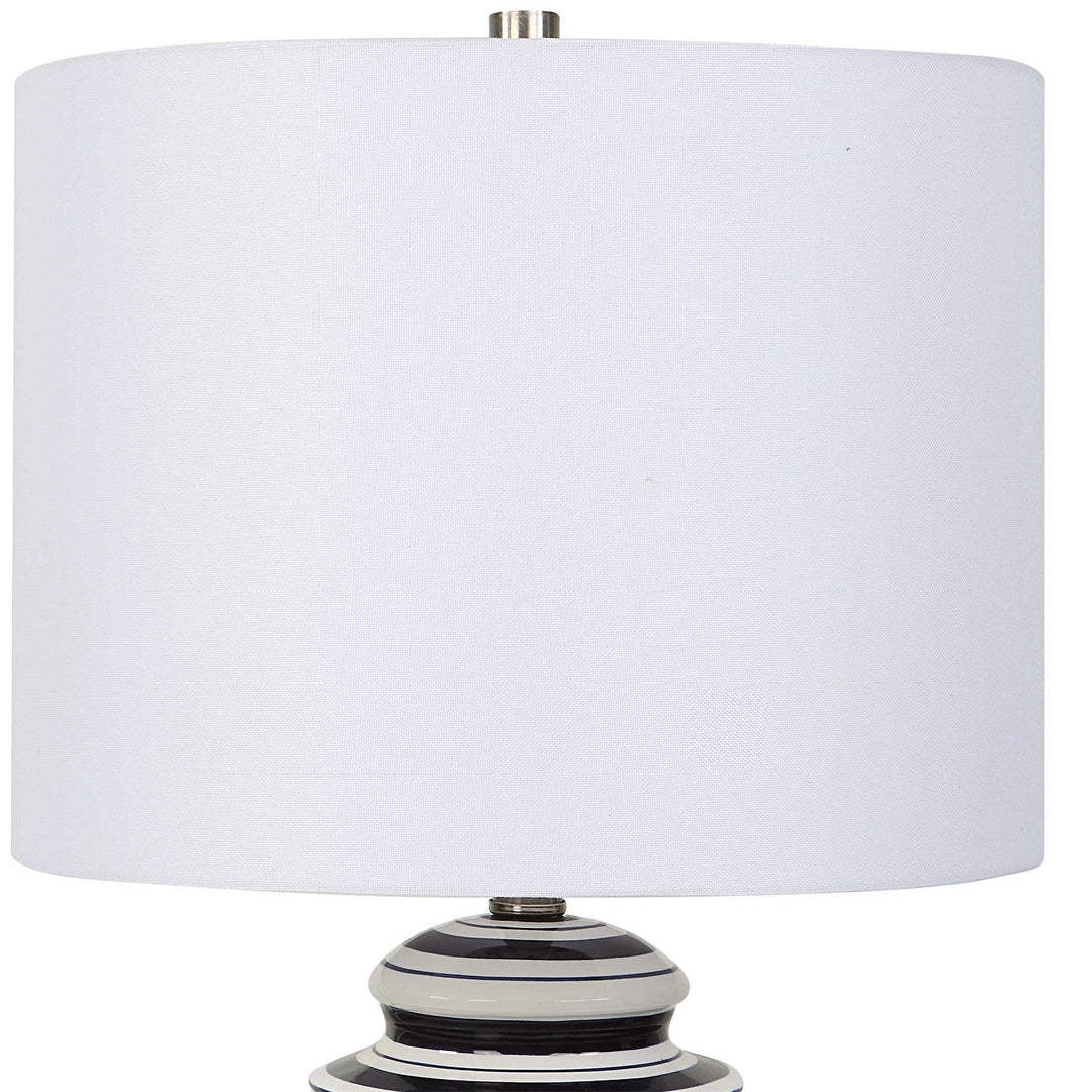 SAYLOR WHITE & NAVY STRIPED CERAMIC TABLE LAMP