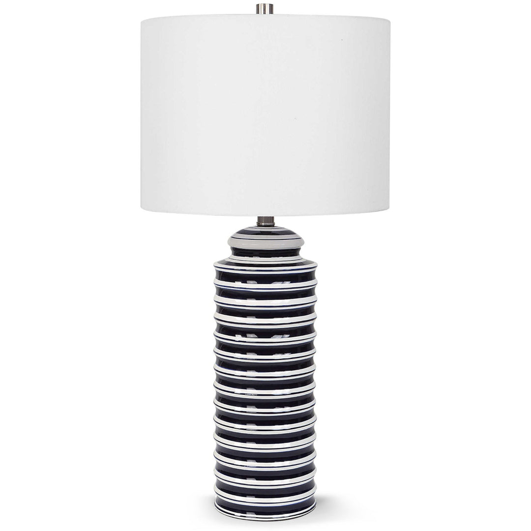 SAYLOR WHITE & NAVY STRIPED CERAMIC TABLE LAMP