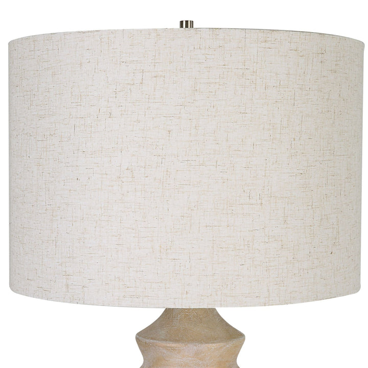 SCULPTED BLEACHED WOOD TABLE LAMP