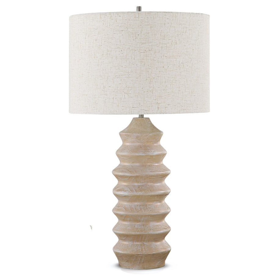 SCULPTED BLEACHED WOOD TABLE LAMP