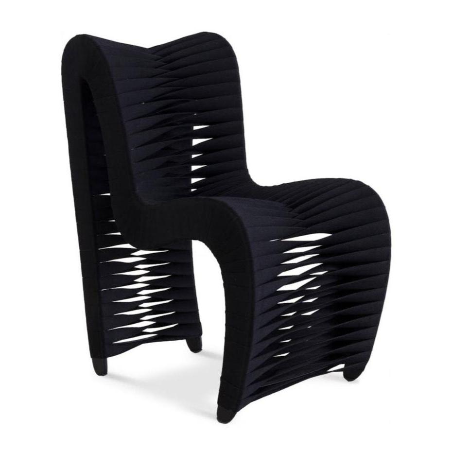 SEAT BELT DINING CHAIR - BLACK - FRONT VIEW