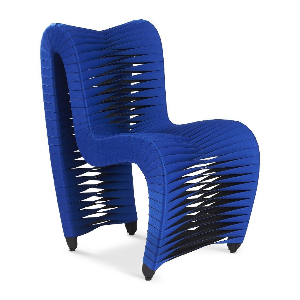 SEAT BELT DINING CHAIR - BLUE - FRONT VIEW