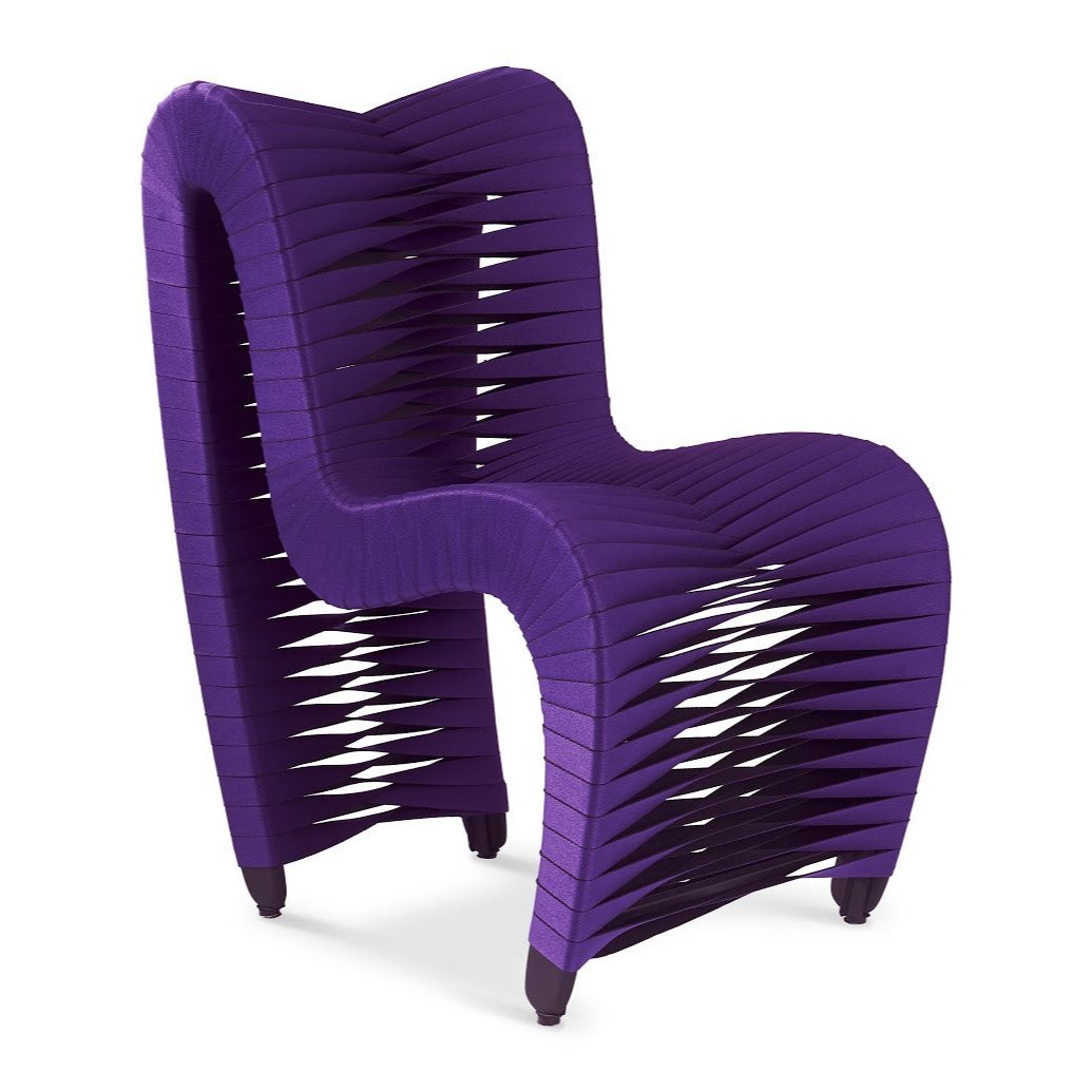 SEAT BELT DINING CHAIR - PURPLE - FRONT VIEW