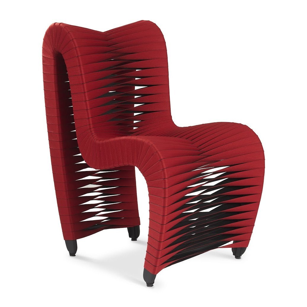 SEAT BELT DINING CHAIR - RED - FRONT VIEW