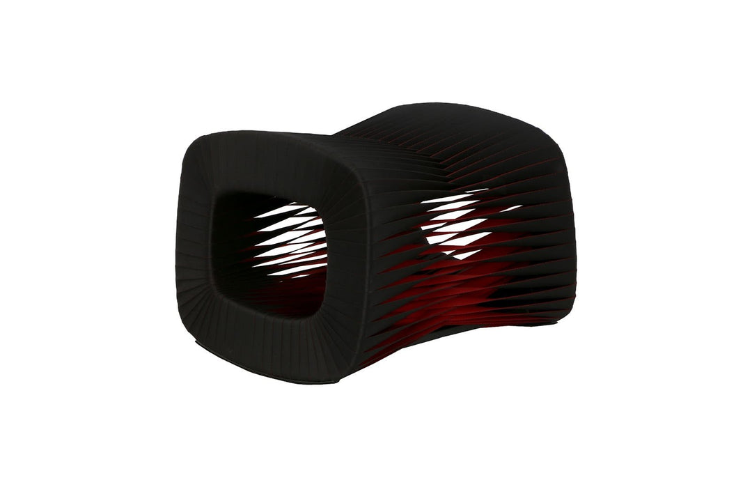 SEAT BELT OTTOMAN - BLACK/RED - FRONT VIEW