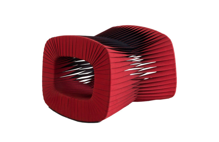 SEAT BELT OTTOMAN - RED - FRONT VIEW