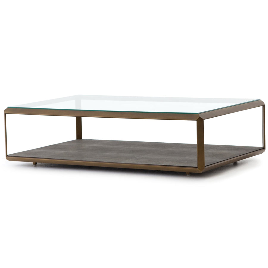 SHAGREEN SHADOW BOX COFFEE TABLE: ANTIQUE BRASS