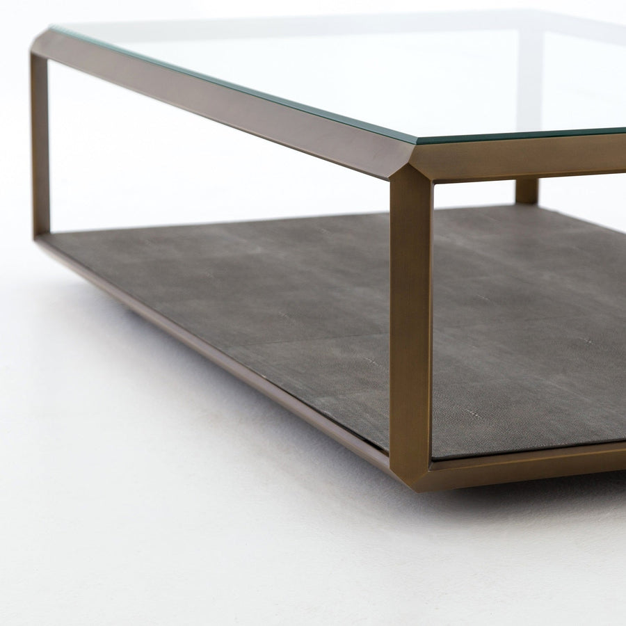 SHAGREEN SHADOW BOX COFFEE TABLE: ANTIQUE BRASS