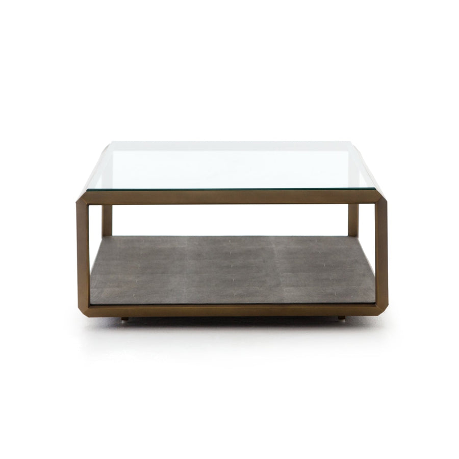 SHAGREEN SHADOW BOX COFFEE TABLE: ANTIQUE BRASS