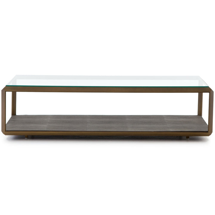 SHAGREEN SHADOW BOX COFFEE TABLE: ANTIQUE BRASS