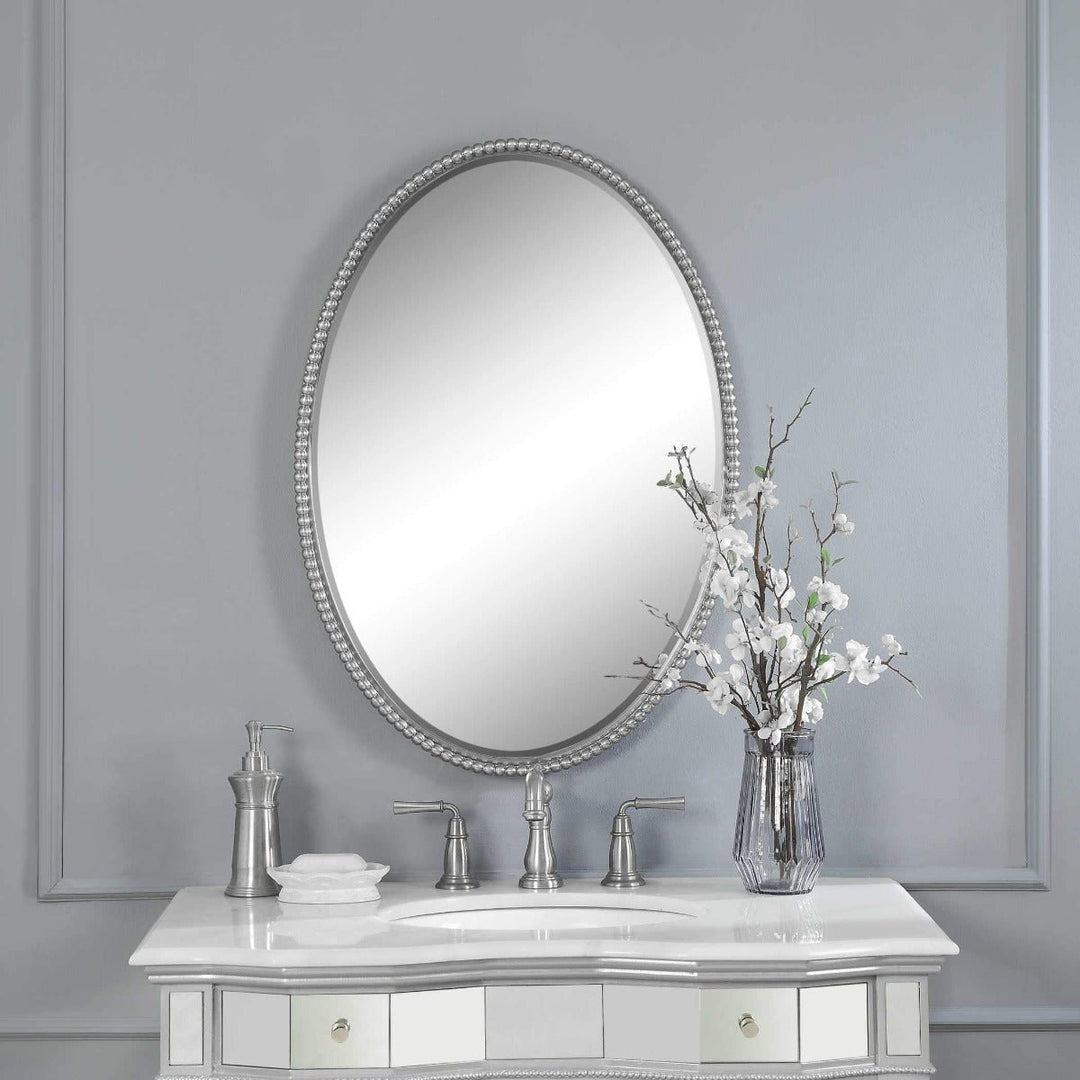 SHERISE BRUSHED NICKEL OVAL MIRROR