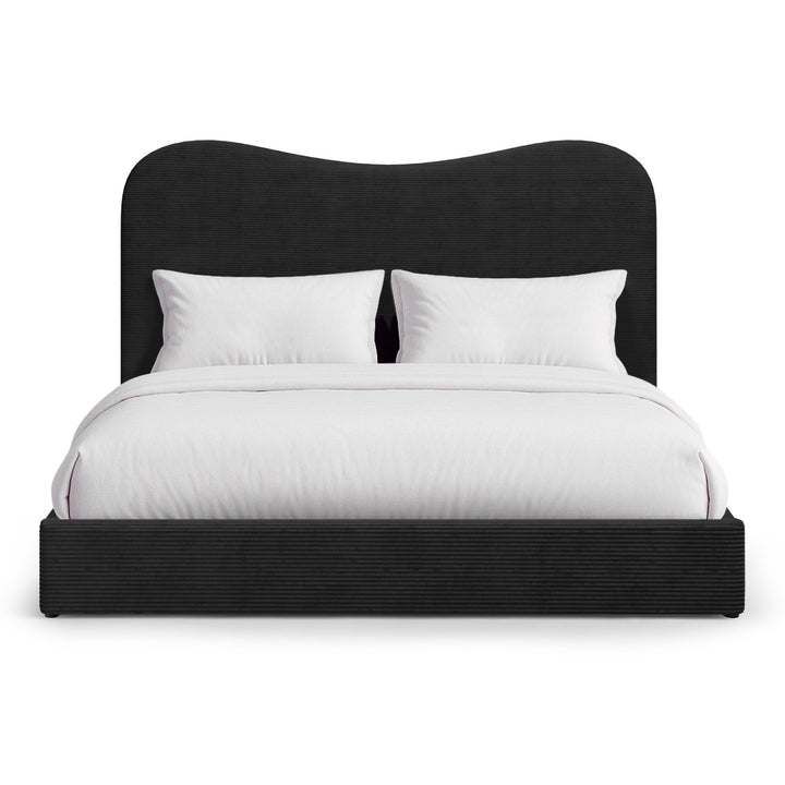SHILOH BLACK VELVET UPHOLSTERED BED