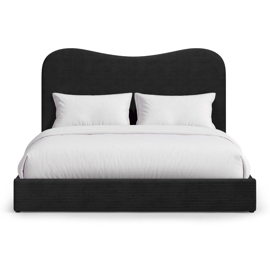 SHILOH BLACK VELVET UPHOLSTERED BED