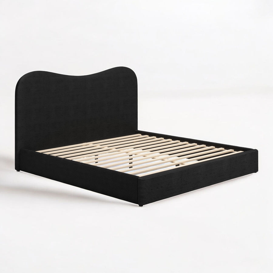 SHILOH BLACK VELVET UPHOLSTERED BED