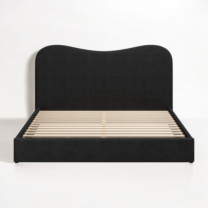 SHILOH BLACK VELVET UPHOLSTERED BED