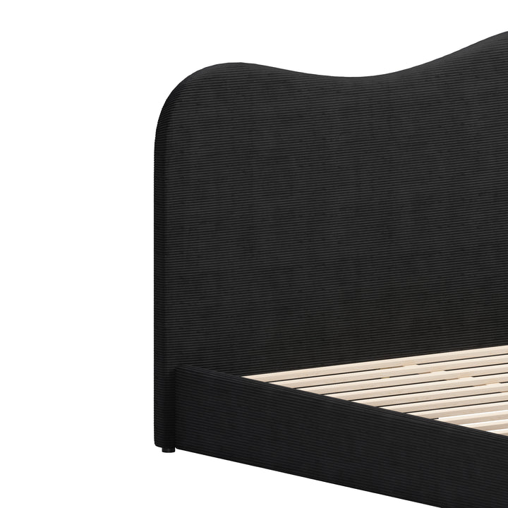 SHILOH BLACK VELVET UPHOLSTERED BED