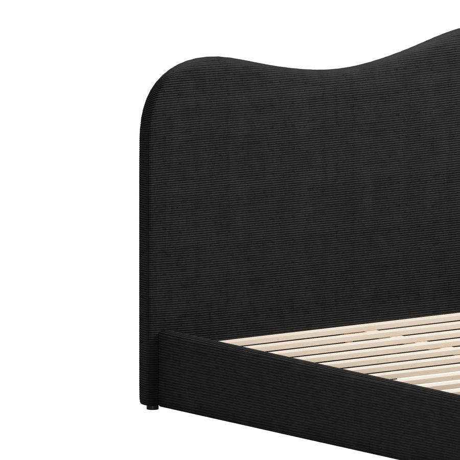 SHILOH BLACK VELVET UPHOLSTERED BED