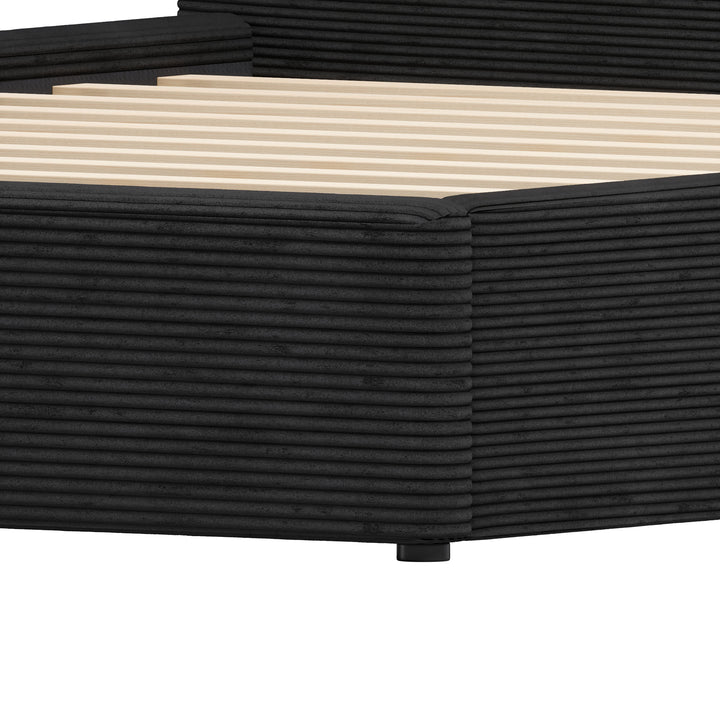 SHILOH BLACK VELVET UPHOLSTERED BED
