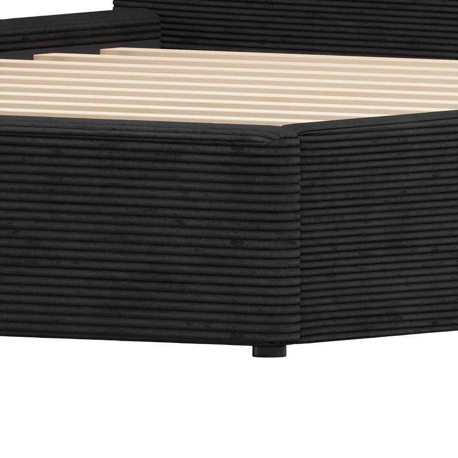 SHILOH BLACK VELVET UPHOLSTERED BED