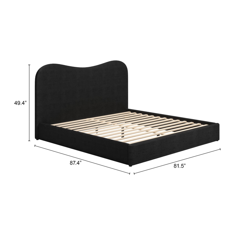 SHILOH BLACK VELVET UPHOLSTERED BED