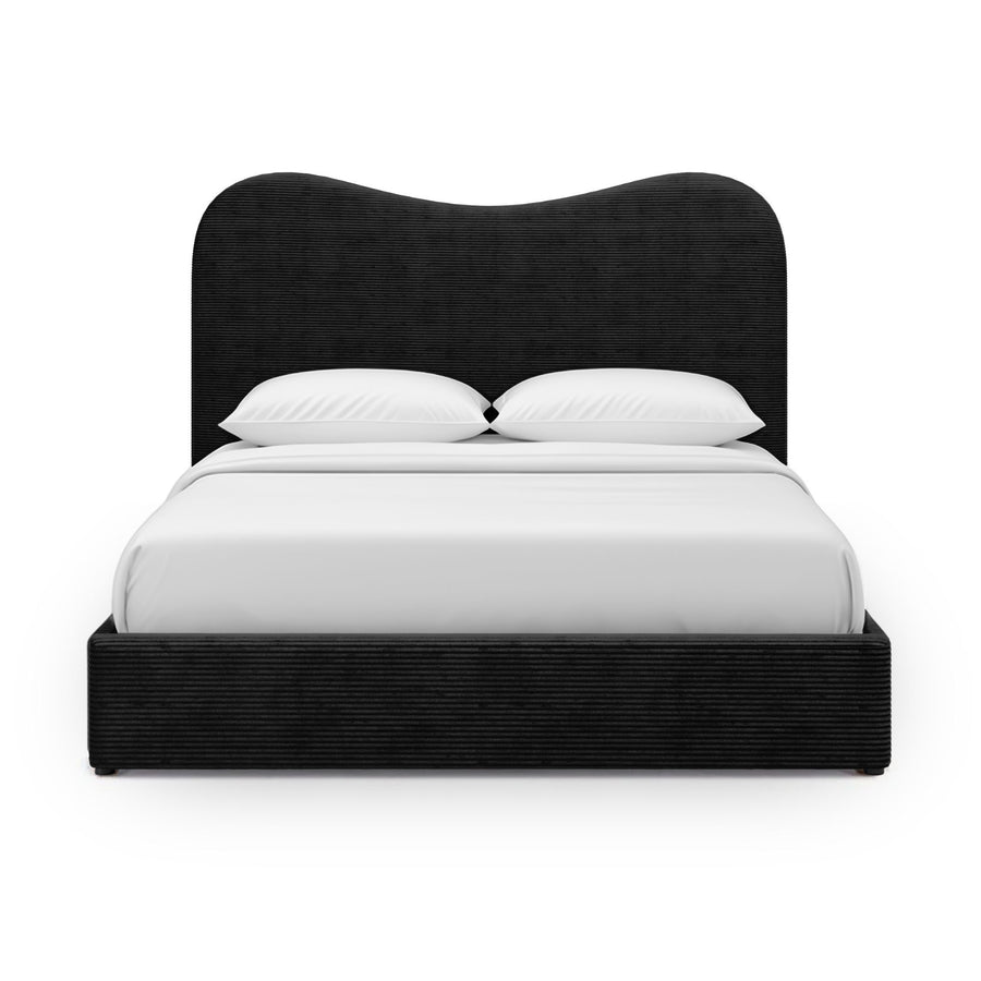 SHILOH BLACK VELVET UPHOLSTERED BED
