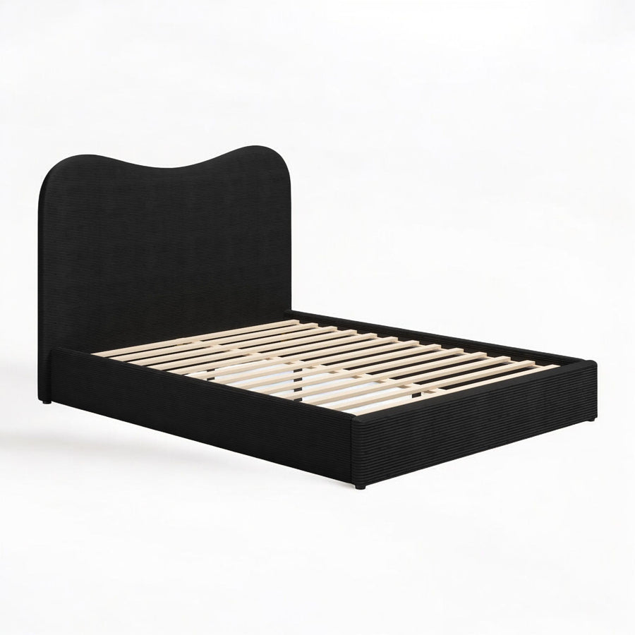 SHILOH BLACK VELVET UPHOLSTERED BED
