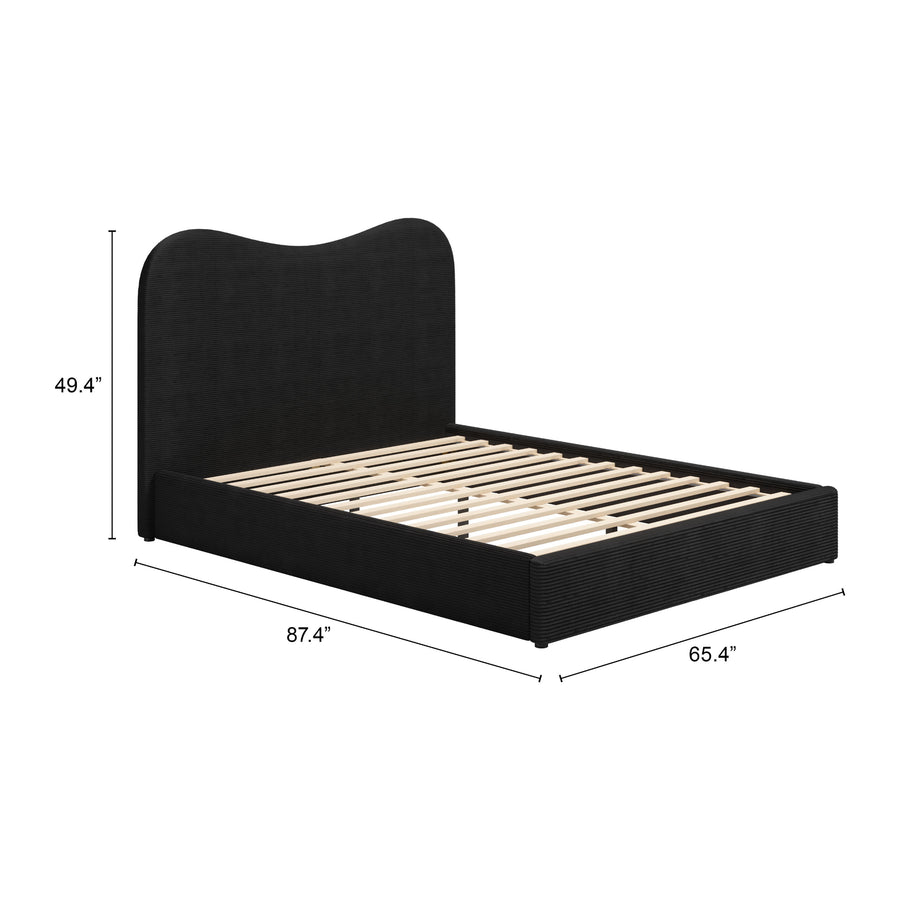 SHILOH BLACK VELVET UPHOLSTERED BED