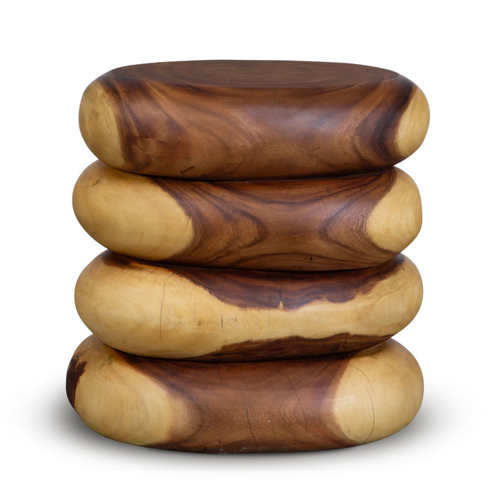 STACKED SUAR WOOD END TABLE