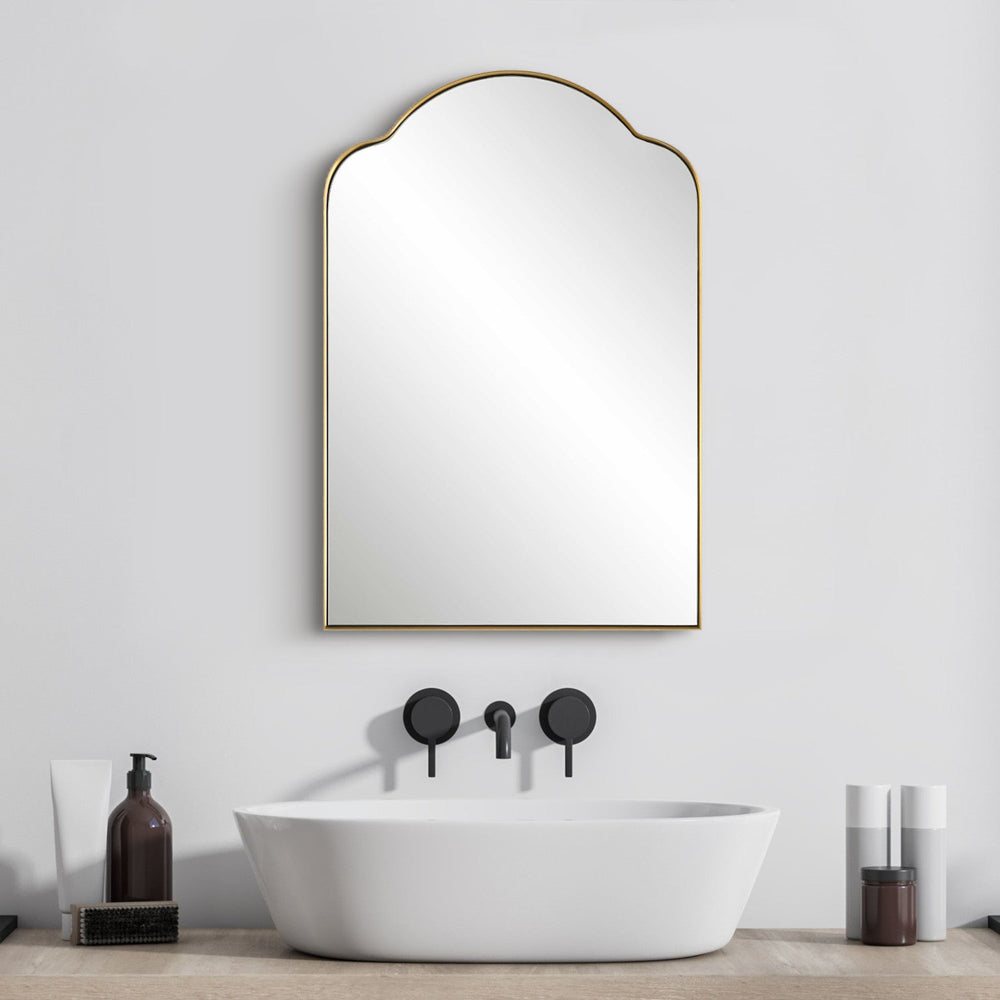 SIDNEY ARCH VANITY MIRROR: BRASS