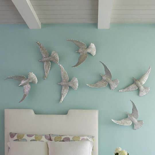 SILVER DOVES WALL SCULPTURES