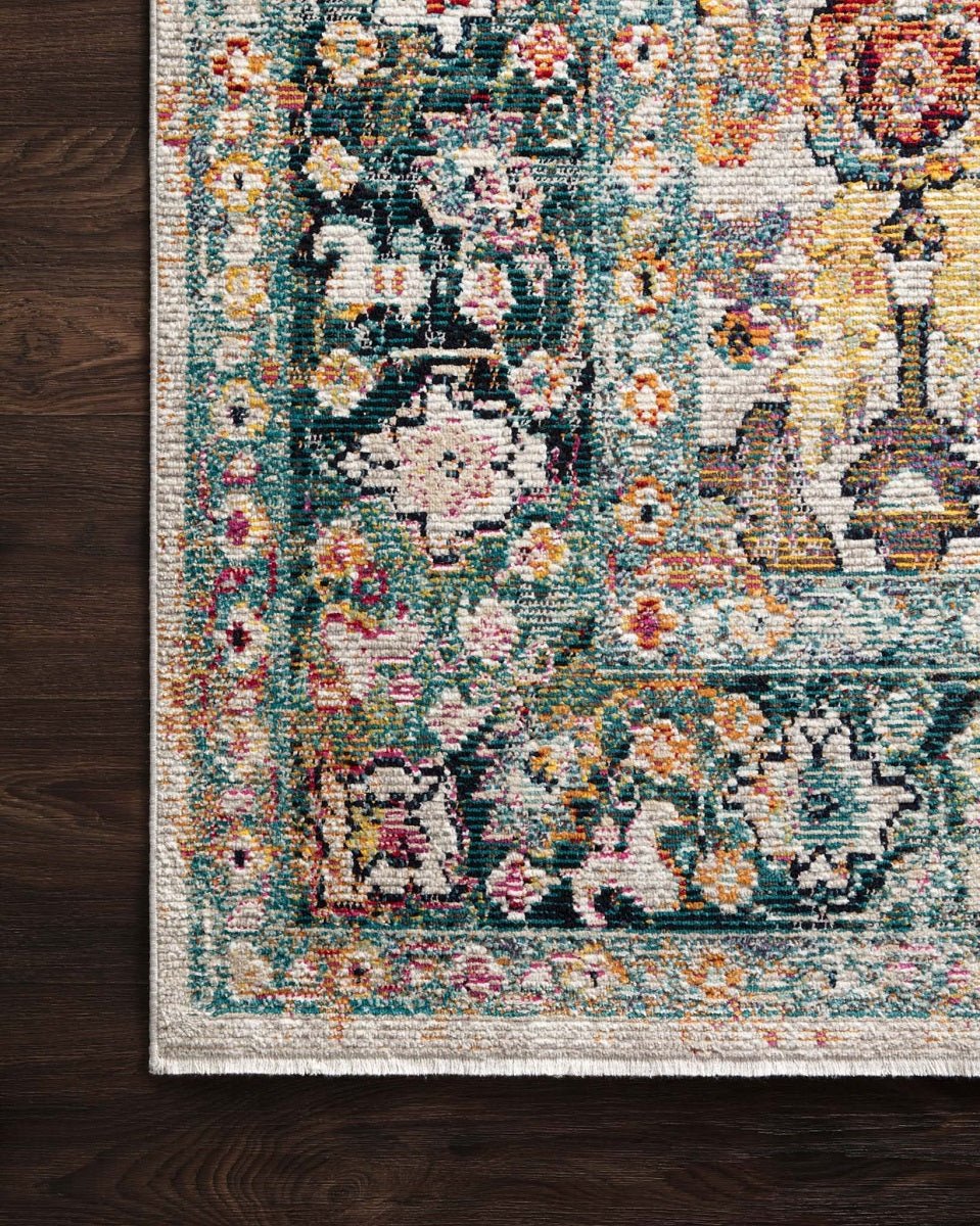 SILVIA 01 RUG: STONE, TEAL MULTI