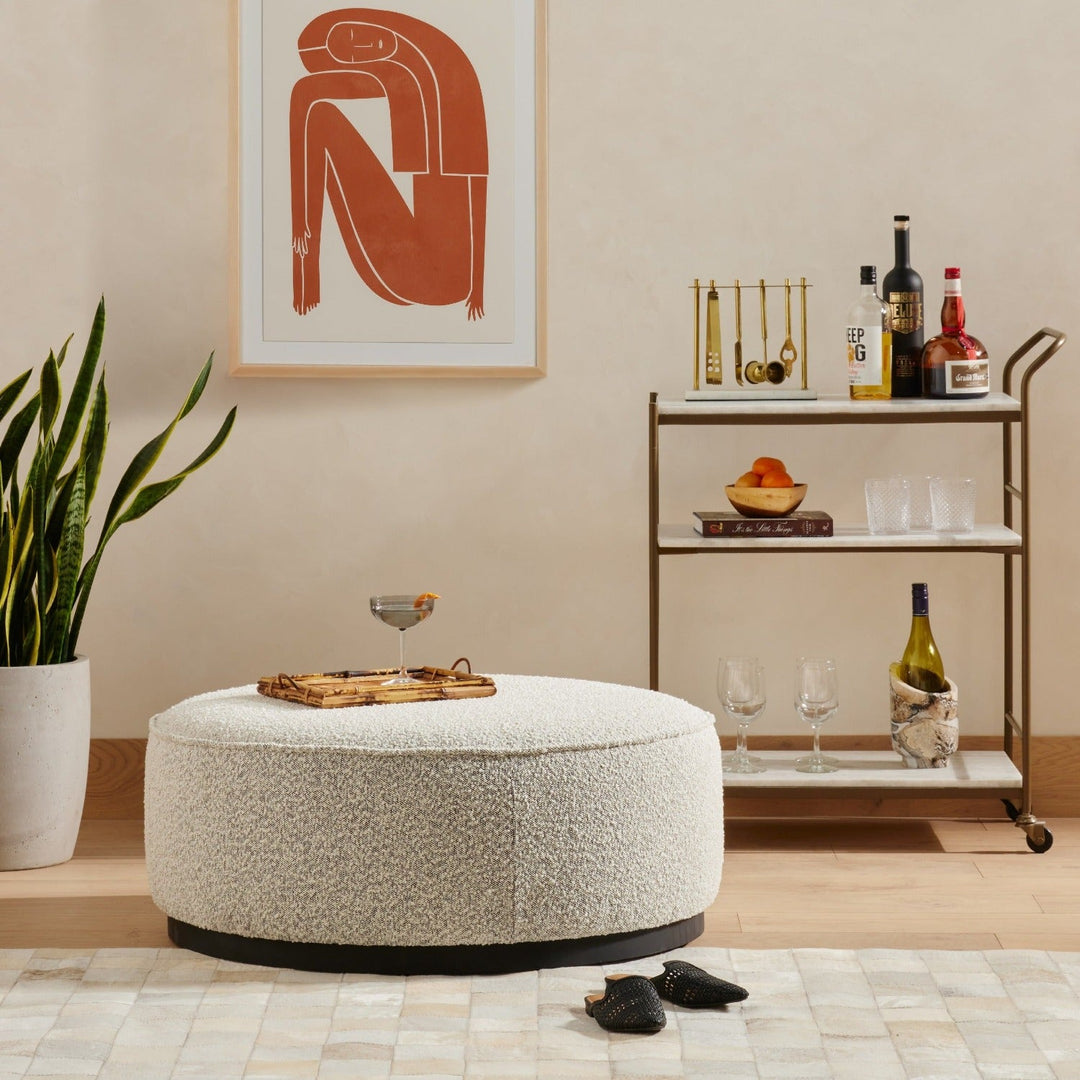 SINCLAIR BOUCLE UPHOLSTERED COCKTAIL OTTOMAN