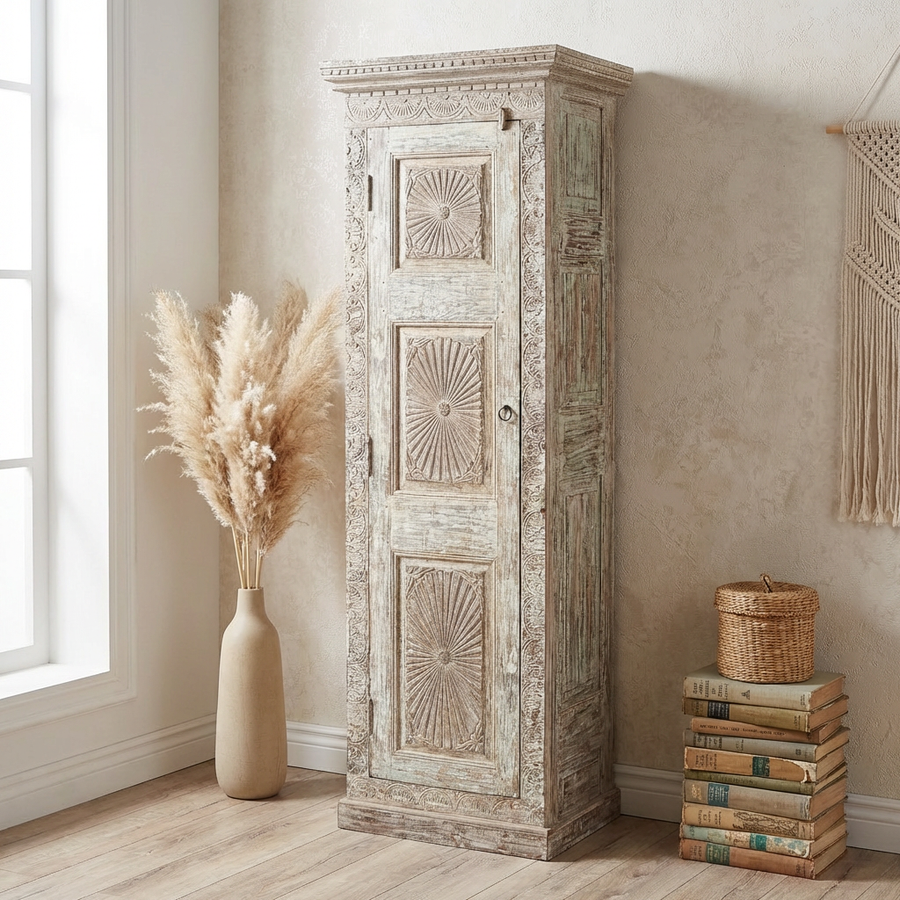 ALMIRAH ANTIQUE CARVED WOOD CABINET