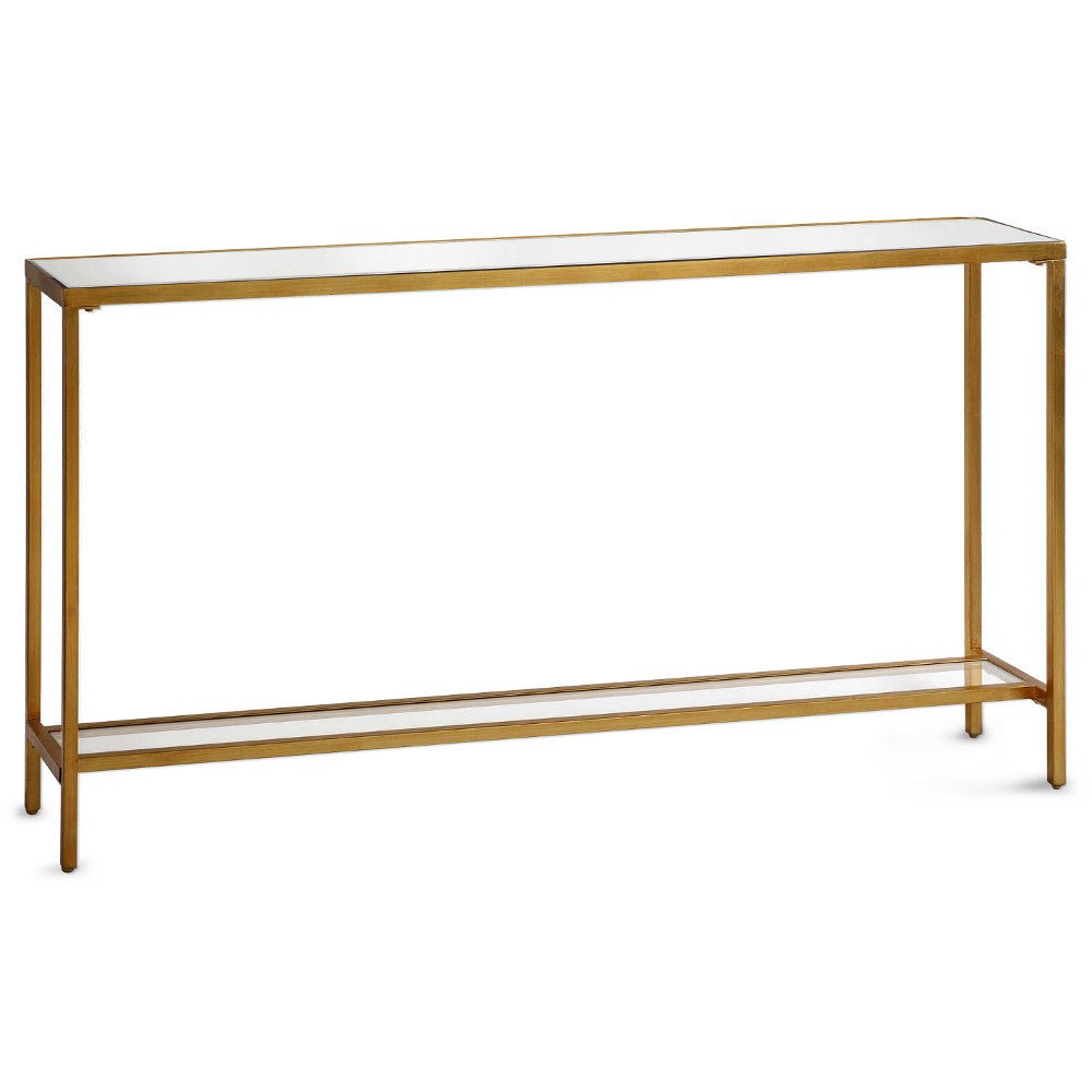 SLIM GOLD MIRROR TOP CONSOLE