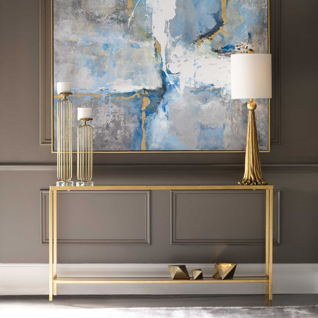 SLIM GOLD MIRROR TOP CONSOLE