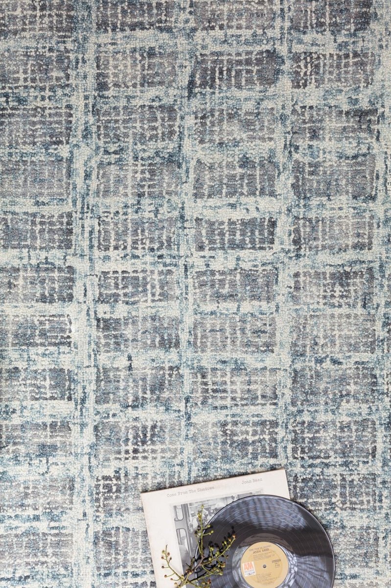 SLOANE HOOKED WOOL RUG: BLUE STEEL