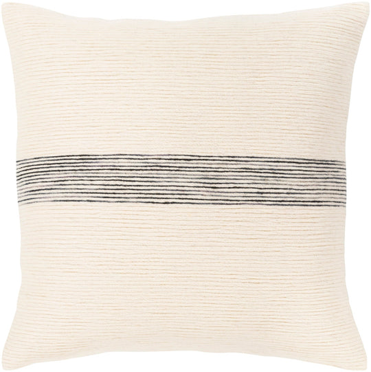 SNOWY TEXTURED COTTON PILLOW: BLACK STRIPE