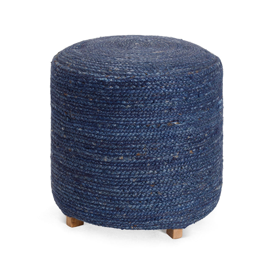 SOBE INDIGO JUTE WRAPPED ACCENT OTTOMAN