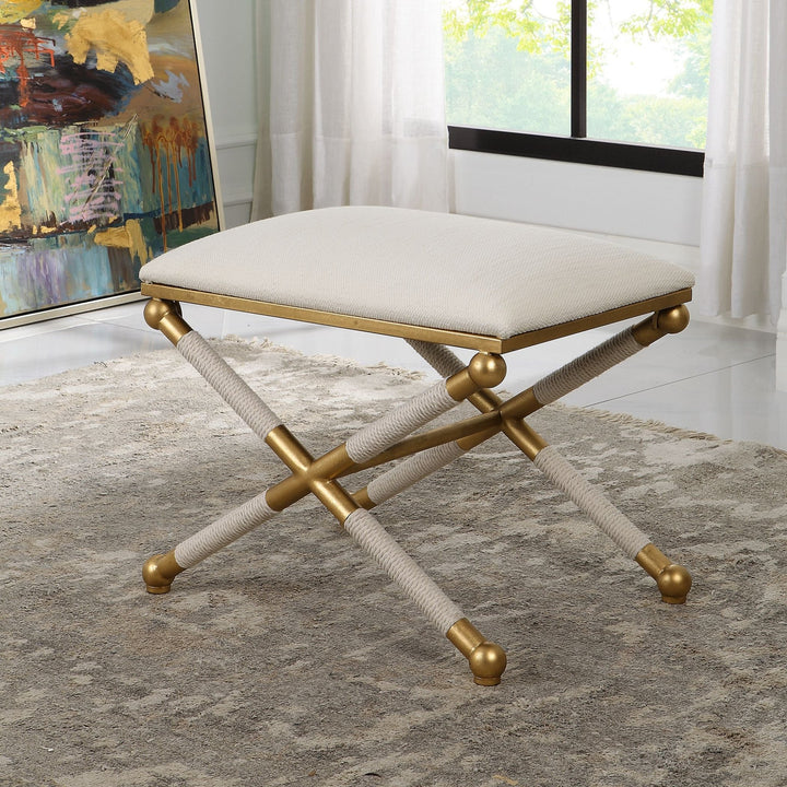 SOCIALITE GOLD + WHITE ROPED SMALL BENCH