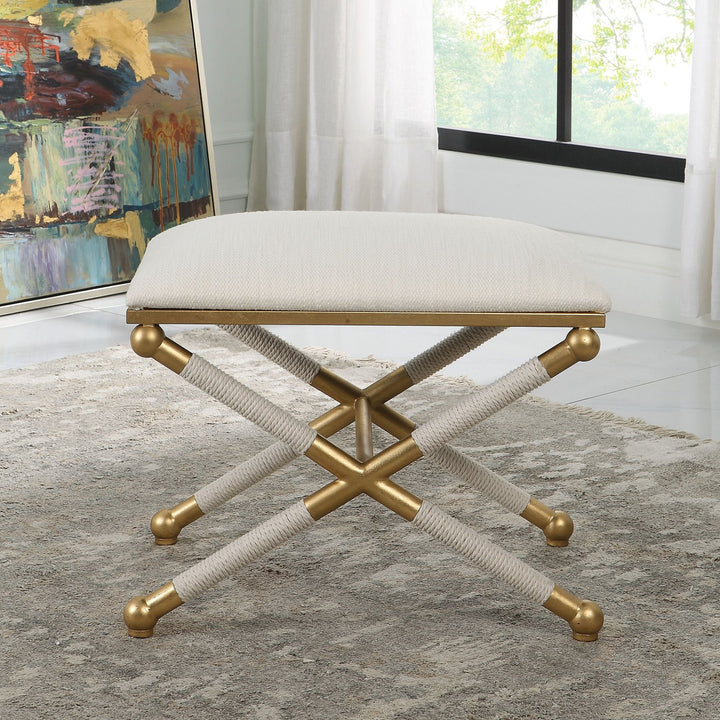 SOCIALITE GOLD + WHITE ROPED SMALL BENCH