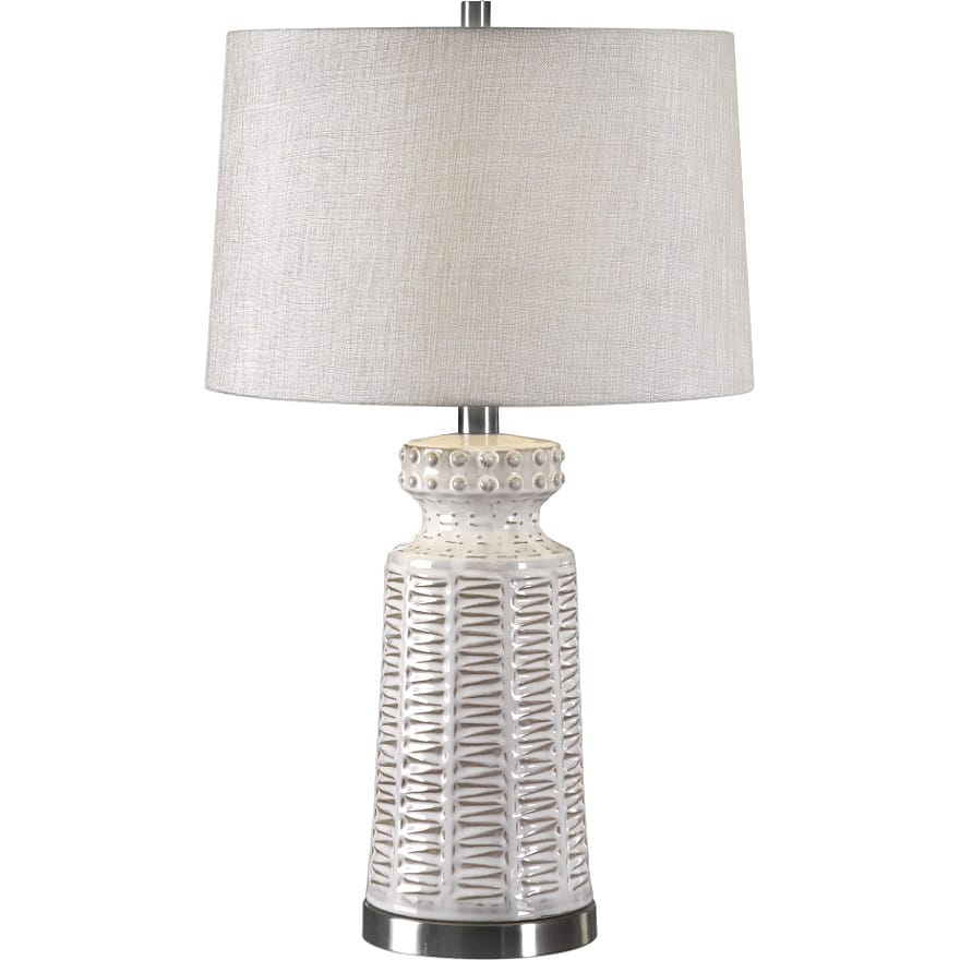 SOMA ANTIQUE WHITE TRIBAL EMBOSSED LAMP