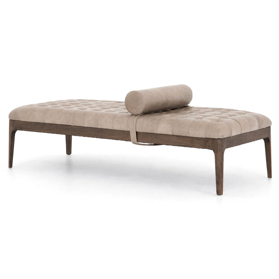 SONOMA GREY LEATHER BENCH