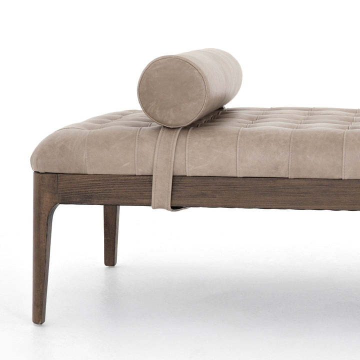 SONOMA GREY LEATHER BENCH