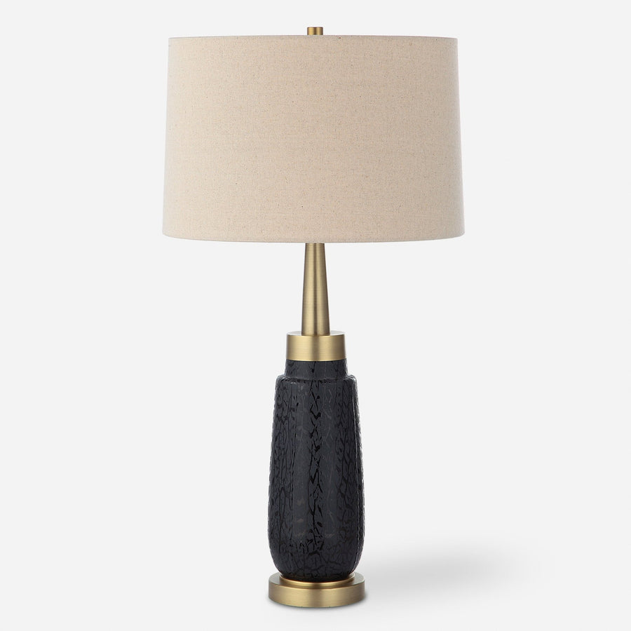 SPYGLASS BLACK WOOD GRAIN TABLE LAMP