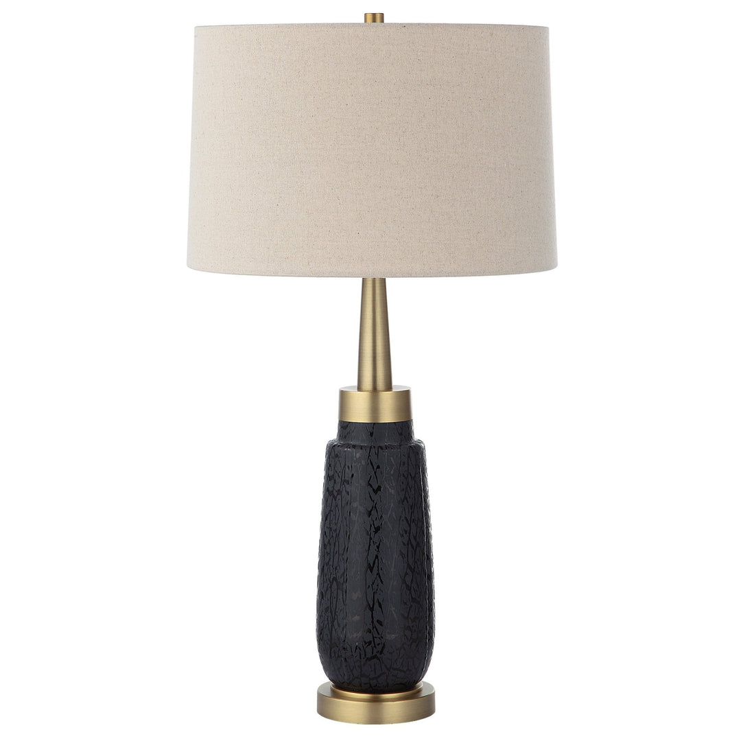 SPYGLASS BLACK WOOD GRAIN TABLE LAMP