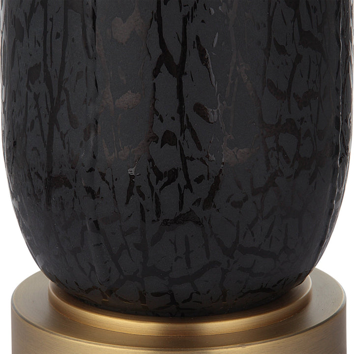 SPYGLASS BLACK WOOD GRAIN TABLE LAMP