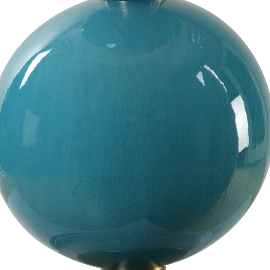 STACKED SPHERES TURQUOISE BLUE GLAZE CERAMIC LAMP