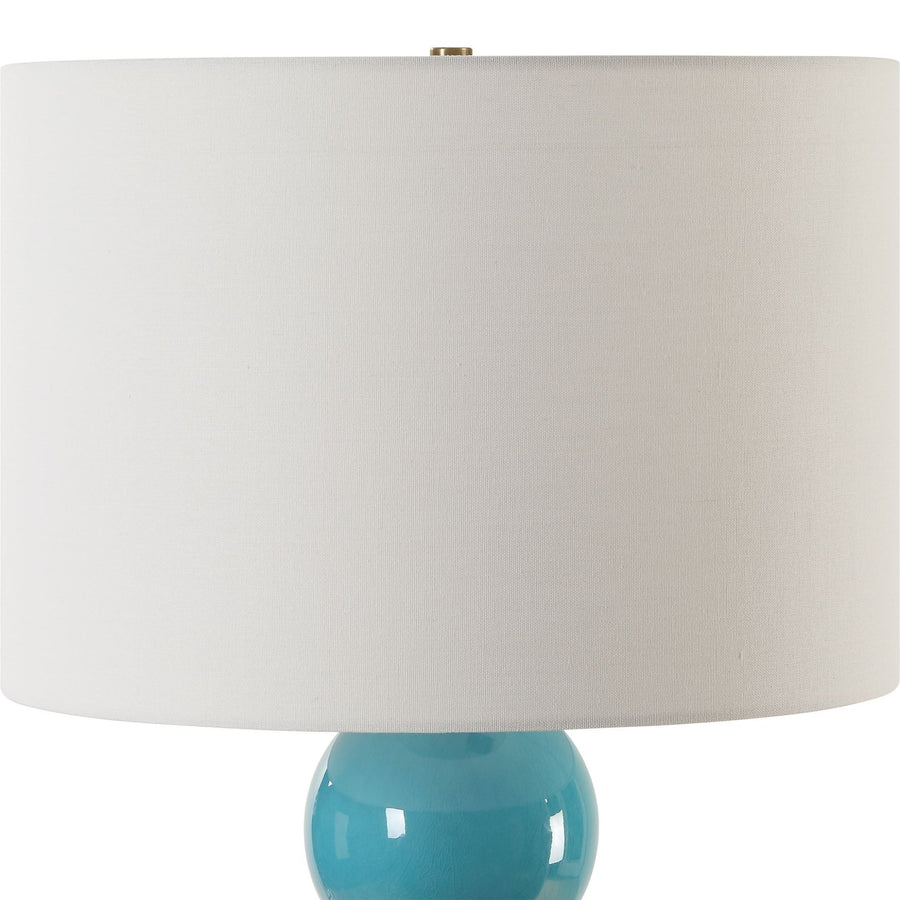 STACKED SPHERES TURQUOISE BLUE GLAZE CERAMIC LAMP