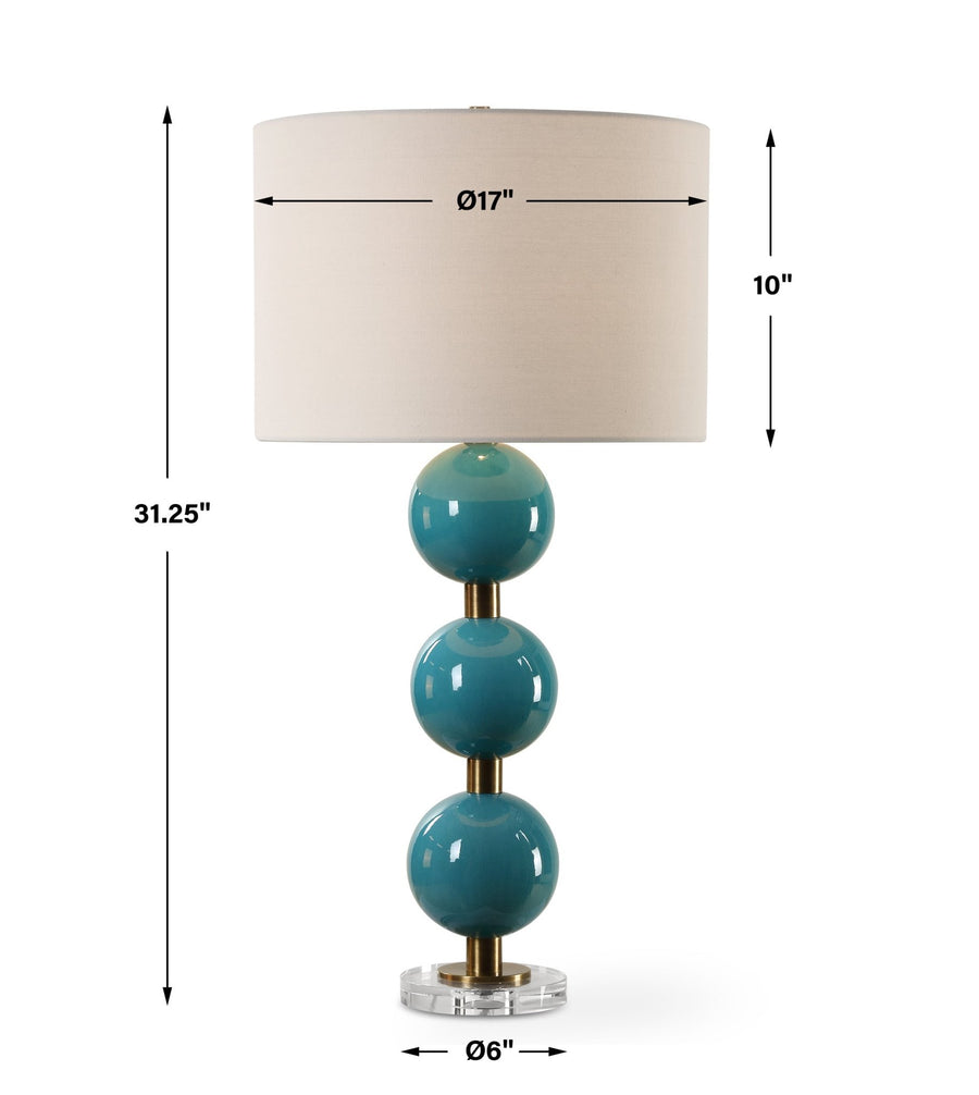 STACKED SPHERES TURQUOISE BLUE GLAZE CERAMIC LAMP