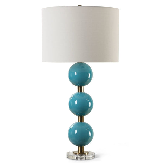 STACKED SPHERES TURQUOISE BLUE GLAZE CERAMIC LAMP